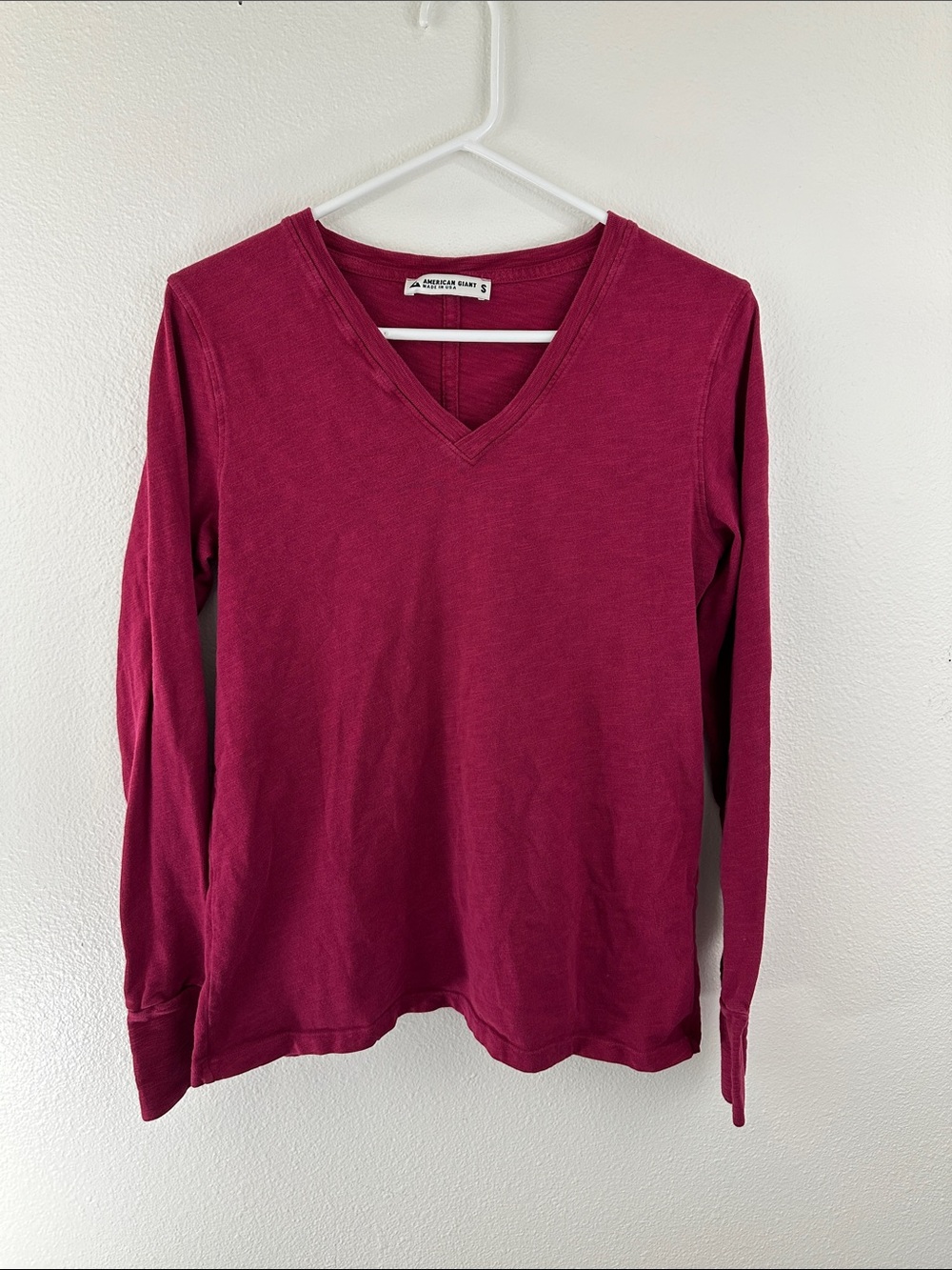 American Giant long sleeve v neck shirt size small